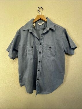 Vintage Five Brother Blue Chambray Short Sleeve Work Shirt Large ACTWU USA